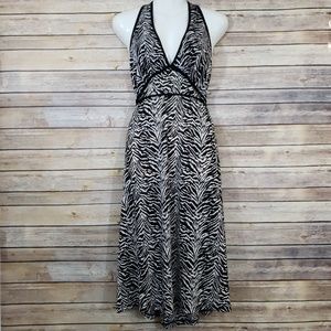 Vintage Chelsey Zebra print halter dress 2XL